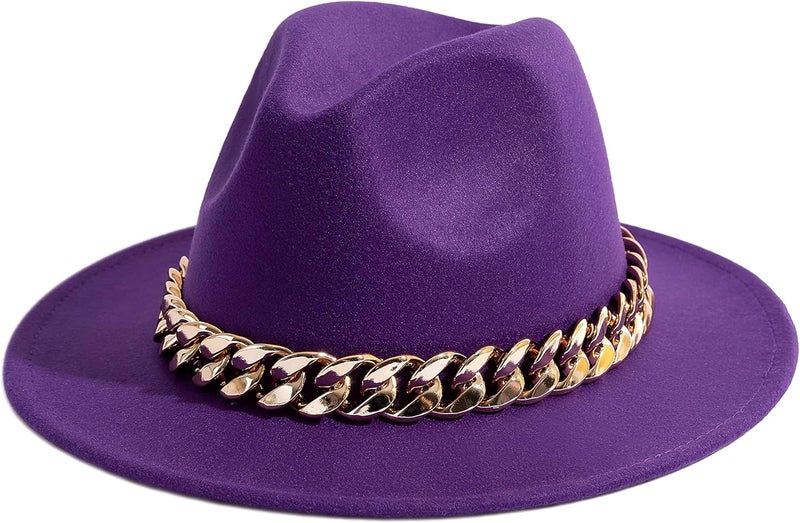 Gossifan Men & Women Belt Buckle Fedora Hat Wide Brim Floppy Panama Hat - Image 1